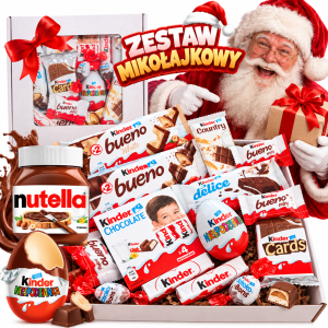 Zestaw Prezentowy Box Czekolada Nutella  Kinder Słodycze Gotowy Prezent  Święta  Dla Dzieci Firm Mikołajki 