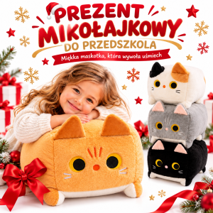 Duża Maskotka XXL Kot Kotek Kwadratowy Poduszka Przytulanka Prezent Dla Dzieci  Na Mikołajki Święta Choinkę do Przedszkola 