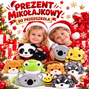 Maskotka Pluszowa Dwustronna 2w1 Zabawka Przytulanka  Kot Panda Żaba Pszczoła Wilk  Prezent Na Mikołajki Dla Dzieci 