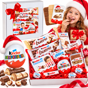 Gotowy Prezent na Mikołajki dla Dzieci Box Kinder Jajko Czekolada Słodyczy Paczki Mikołajkowe dla Przedszkoli i Firm